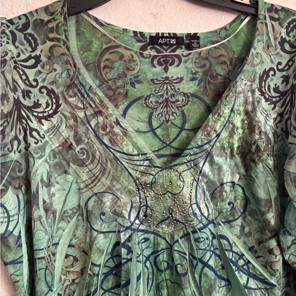APT.9 Green Y2K Patterned Blouse 1 X - Picture 5 of 14
